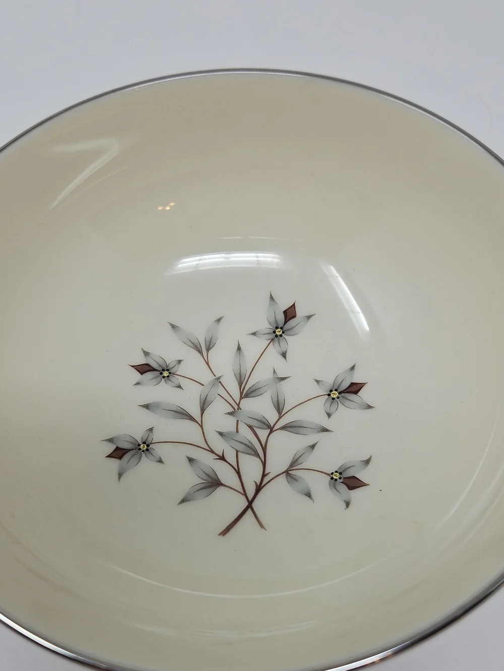 Small Princess By Lenox Floral Bowl with Silver Rim